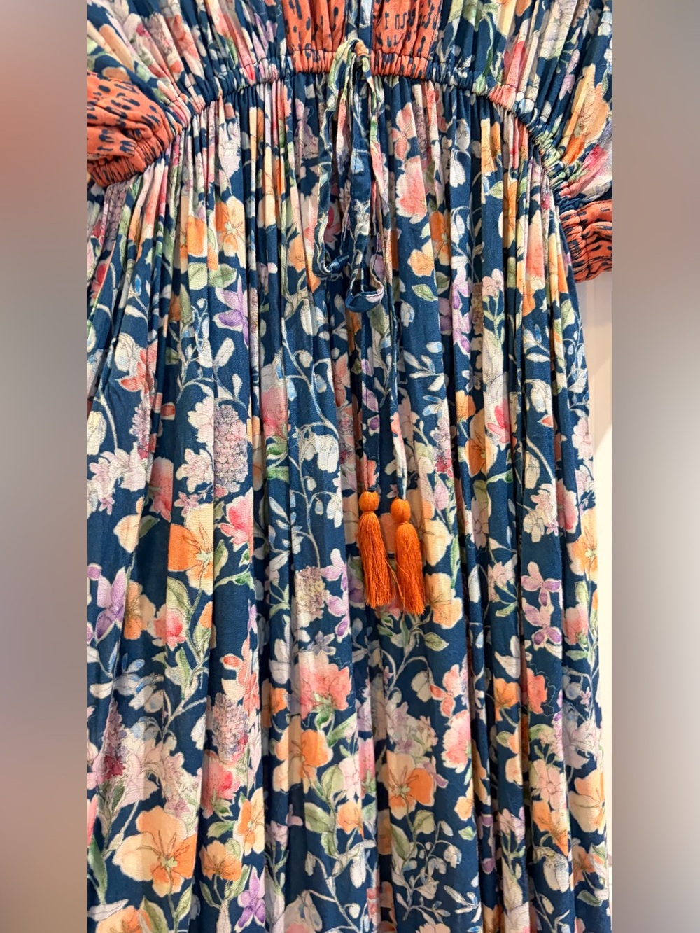 World Market Teal Floral Boho Maxi Dress with a Beautiful Romantic Print - Picture 6 of 8